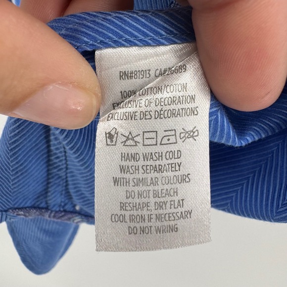 Robert Graham Kids Blue Herringbone Paisley Trim Button Down Shirt Size L - Picture 7 of 11